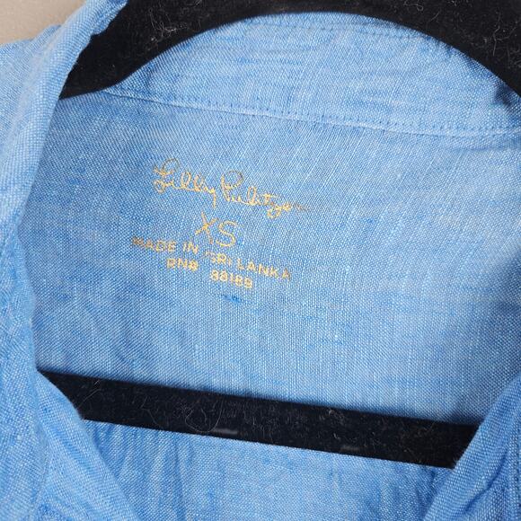 Lilly Pulitzer Linen Preppy Sea View Button Down Top Size XS - Picture 4 of 7